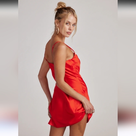 ACOA Andi Red Satin Mini Dress. Size Large NWT - Picture 4 of 16